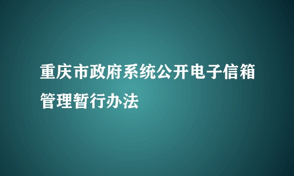 重庆市政府系统公开电子信箱管理暂行办法