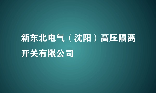 新东北电气（沈阳）高压隔离开关有限公司