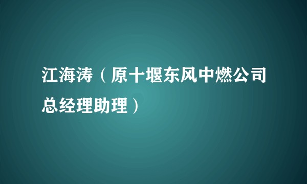 江海涛（原十堰东风中燃公司总经理助理）