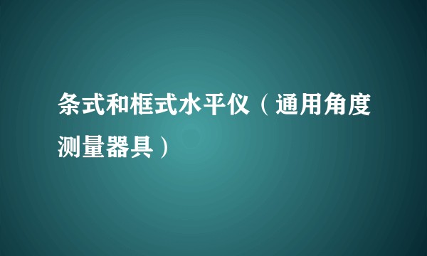 条式和框式水平仪（通用角度测量器具）