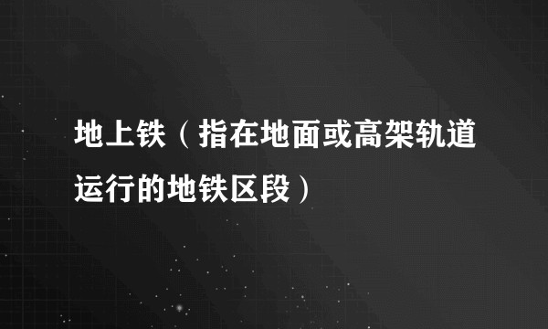 地上铁（指在地面或高架轨道运行的地铁区段）