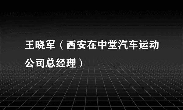 王晓军（西安在中堂汽车运动公司总经理）