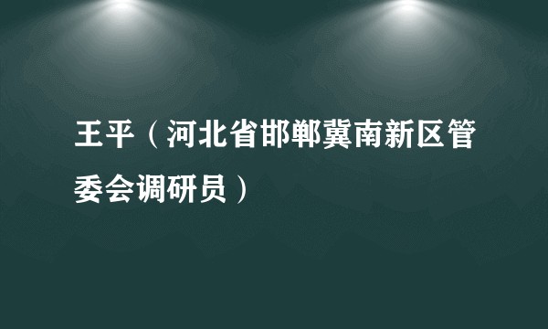 王平(河北省邯郸冀南新区管委会调研员)