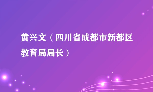 黄兴文(四川省成都市新都区教育局局长)