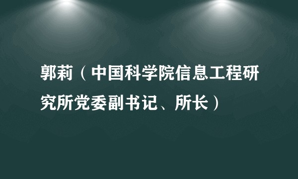 郭莉（中国科学院信息工程研究所党委副书记、所长）