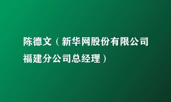 陈德文（新华网股份有限公司福建分公司总经理）