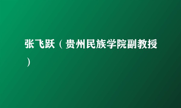 张飞跃（贵州民族学院副教授）