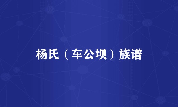 杨氏（车公坝）族谱