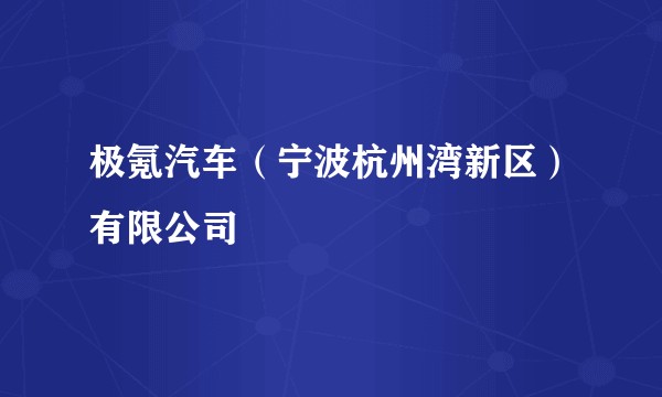 极氪汽车（宁波杭州湾新区）有限公司