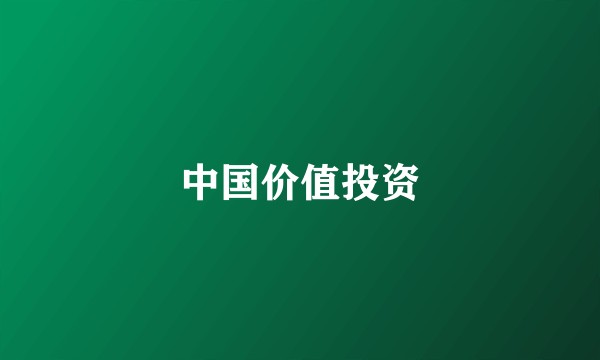 中国价值投资