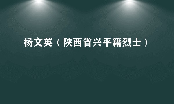 杨文英（陕西省兴平籍烈士）