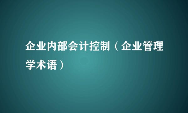 企业内部会计控制（企业管理学术语）