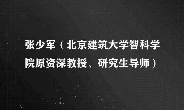 张少军（北京建筑大学智科学院原资深教授、研究生导师）