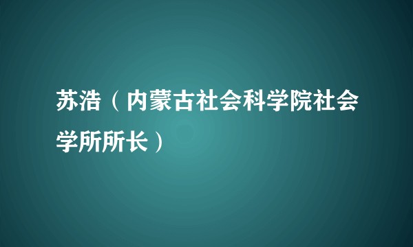 苏浩（内蒙古社会科学院社会学所所长）