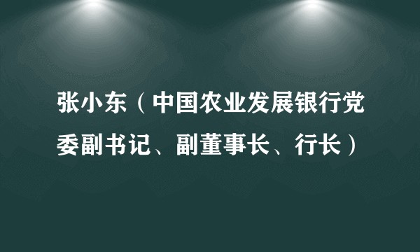 张小东（中国农业发展银行党委副书记、副董事长、行长）