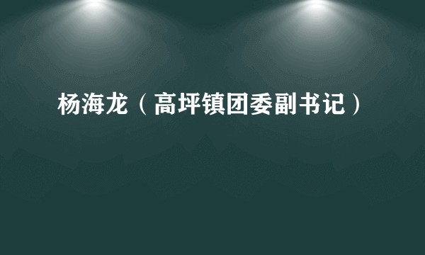 杨海龙（高坪镇团委副书记）