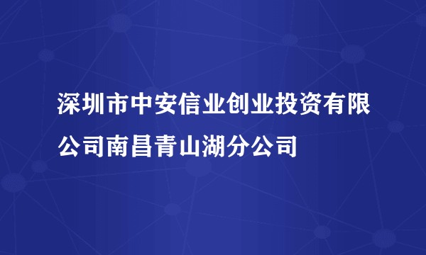 深圳市中安信业创业投资有限公司南昌青山湖分公司