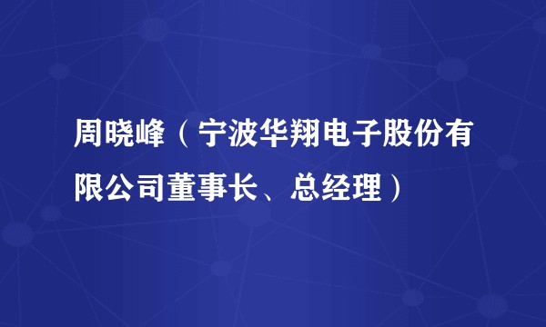 周晓峰（宁波华翔电子股份有限公司董事长、总经理）