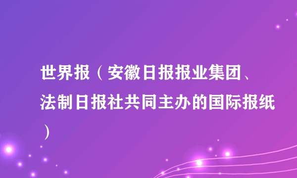 世界报（安徽日报报业集团、法制日报社共同主办的国际报纸）