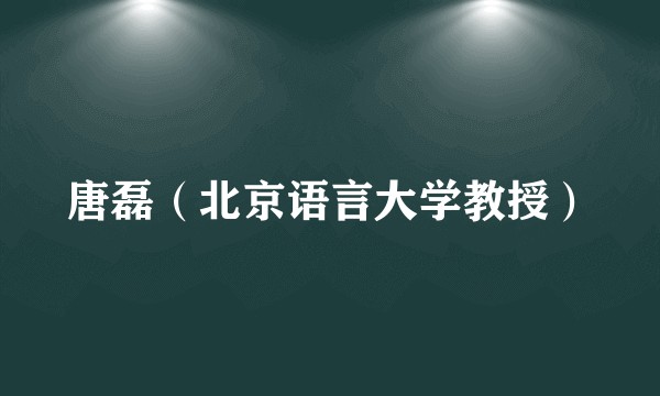 唐磊(北京语言大学教授)