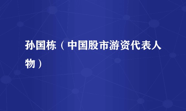 孙国栋（中国股市游资代表人物）