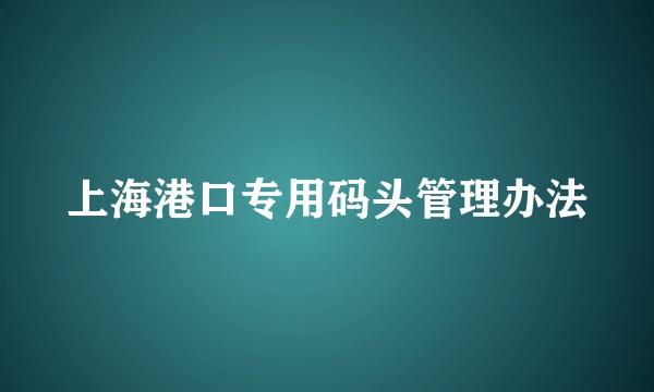 上海港口专用码头管理办法