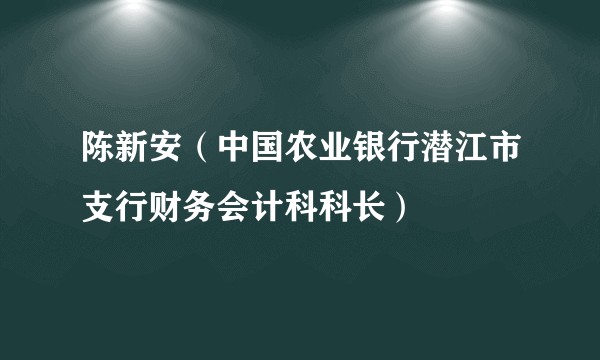 陈新安（中国农业银行潜江市支行财务会计科科长）