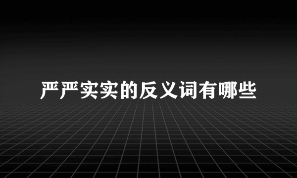 严严实实的反义词有哪些