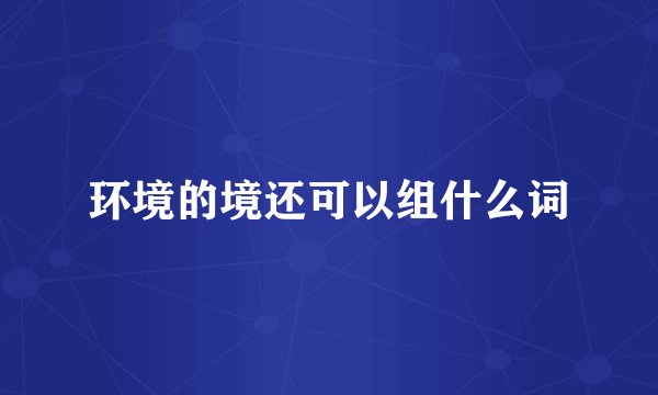 环境的境还可以组什么词