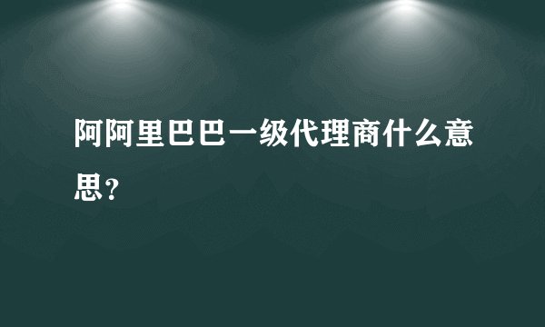 阿阿里巴巴一级代理商什么意思？