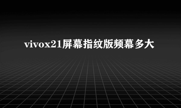vivox21屏幕指纹版频幕多大