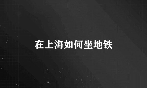在上海如何坐地铁