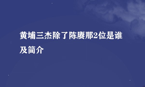 黄埔三杰除了陈赓那2位是谁及简介