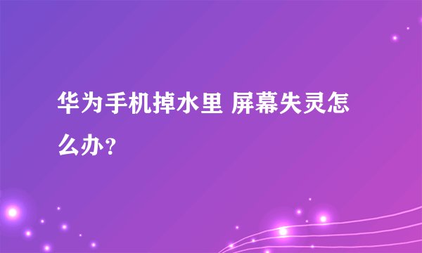 华为手机掉水里 屏幕失灵怎么办?