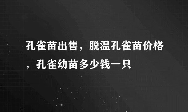孔雀苗出售，脱温孔雀苗价格，孔雀幼苗多少钱一只