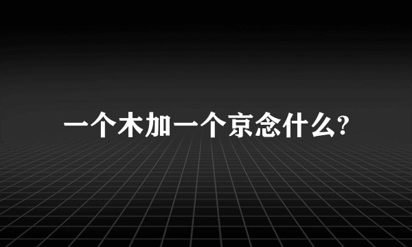 一个木加一个京念什么?
