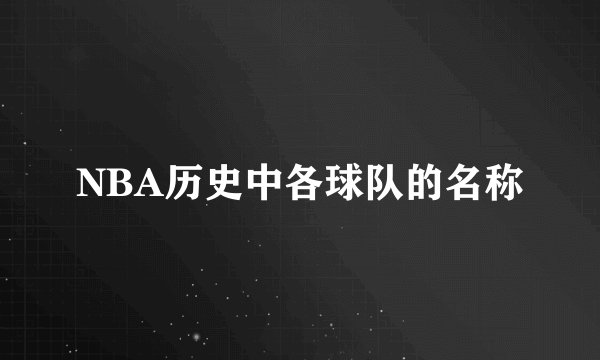 NBA历史中各球队的名称