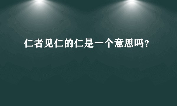 仁者见仁的仁是一个意思吗？