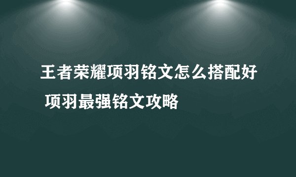 王者荣耀项羽铭文怎么搭配好 项羽最强铭文攻略