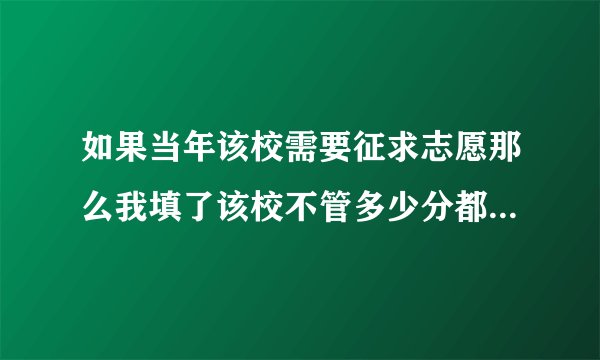 如果当年该校需要征求志愿那么我填了该校不管多少分都能上吗?