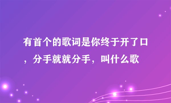 有首个的歌词是你终于开了口，分手就就分手，叫什么歌