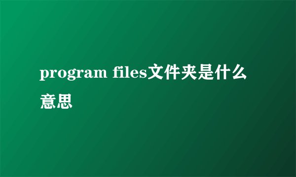 program files文件夹是什么意思