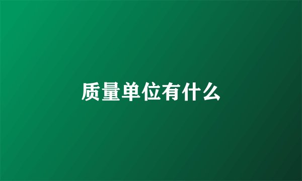 质量单位有什么