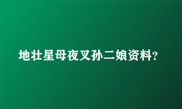 地壮星母夜叉孙二娘资料？