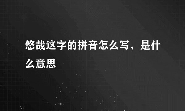 悠哉这字的拼音怎么写，是什么意思