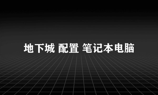 地下城 配置 笔记本电脑