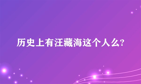 历史上有汪藏海这个人么?