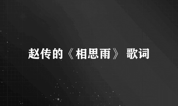 赵传的《相思雨》 歌词