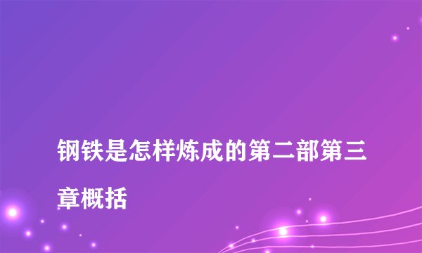 
钢铁是怎样炼成的第二部第三章概括

