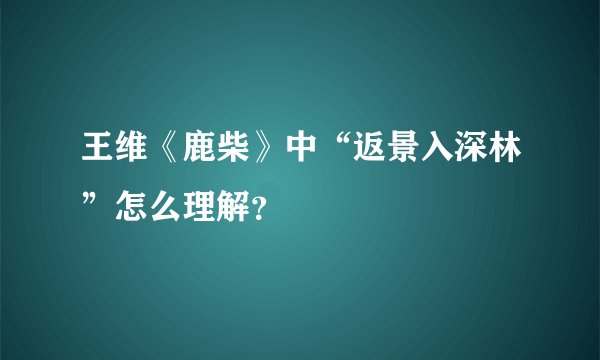 王维《鹿柴》中“返景入深林”怎么理解？